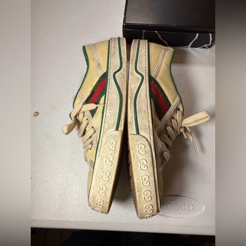 Used women Gucci Tennis 1977 Canvas Trainers in Cream Canvas White Sz 38 / US 8 - Picture 4 of 12